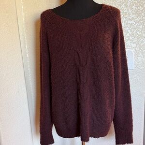 Max Studio Deep Burgundy Crew Neck Sweater
